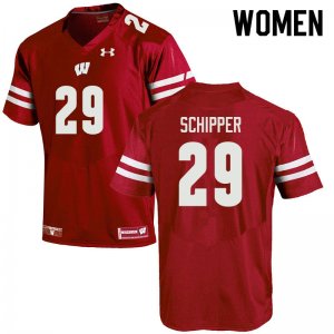 Women's Wisconsin Badgers NCAA #29 Brady Schipper Red Authentic Under Armour Stitched College Football Jersey ZI31C32ED